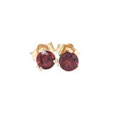 Beautiful Garnet Stud Earrings in Solid 14K Gold | Round 4mm | Martini Stud Earrings | Solitaire Studs | January Birthstone