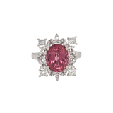 3.3ct Pink Tourmaline Ring w Earth Mined Diamonds in Solid 14K White Gold | Oval 10x8mm | October Birthstone