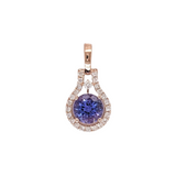 1ct Tanzanite Pendant w Earth Mined Diamonds in Solid 14K Rose Gold | Round 6mm | December Birthstone