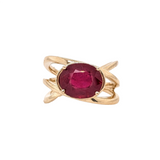 4.7ct Red Ruby Solitaire Ring in Solid 14K Yellow Gold | Oval 11.5x8.2mm | Criss Cross Split Shank