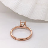 Simple Round Shape Ring Semi Mount w Natural Diamond Accents in Solid 14K Gold Round 6mm, Customizable