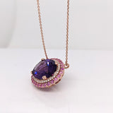 6.9ct Purple Amethyst Pendant Necklace w Pink Sapphires & Earth Mined Diamonds