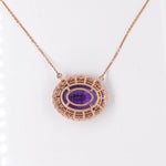 6.9ct Purple Amethyst Pendant Necklace w Pink Sapphires & Earth Mined Diamonds