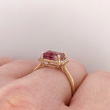 Olwen | 1.68ct Bicolor Tourmaline & Diamond Ring in 14K Yellow Gold – Emerald Cut 8×6mm – Bi-Color/Multi-Color Bicolor Tourmaline