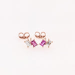 Elegant Emerald, Ruby, Yellow Sapphire and Orange Sapphire Studs with Diamond