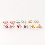 Elegant Emerald, Ruby, Yellow Sapphire and Orange Sapphire Studs with Diamond