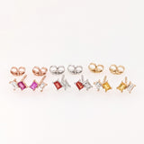 Elegant Emerald, Ruby, Yellow Sapphire and Orange Sapphire Studs with Diamond