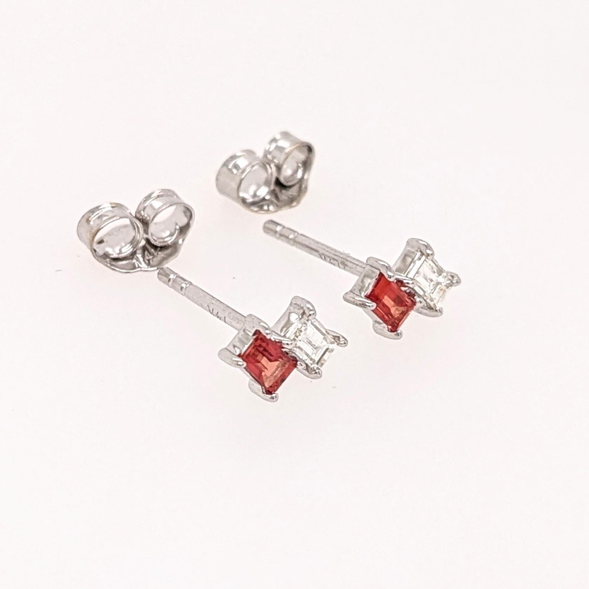Elegant Emerald, Ruby, Yellow Sapphire and Orange Sapphire Studs with Diamond