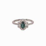 Unique Natural Color Changing Alexandrite Ring w Earth Mined Diamonds in Solid 14K White Gold | Oval 5x4mm | June Birthstone