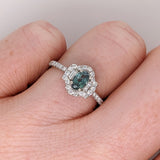 Unique Natural Color Changing Alexandrite Ring w Earth Mined Diamonds in Solid 14K White Gold | Oval 5x4mm | June Birthstone