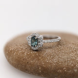 Unique Natural Color Changing Alexandrite Ring w Earth Mined Diamonds in Solid 14K White Gold | Oval 5x4mm | June Birthstone
