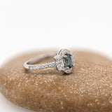 Unique Natural Color Changing Alexandrite Ring w Earth Mined Diamonds in Solid 14K White Gold | Oval 5x4mm | June Birthstone