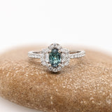 Unique Natural Color Changing Alexandrite Ring w Earth Mined Diamonds in Solid 14K White Gold | Oval 5x4mm | June Birthstone
