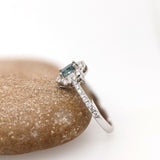 Unique Natural Color Changing Alexandrite Ring w Earth Mined Diamonds in Solid 14K White Gold | Oval 5x4mm | June Birthstone