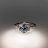 Unique Natural Color Changing Alexandrite Ring w Earth Mined Diamonds in Solid 14K White Gold | Oval 5x4mm | June Birthstone