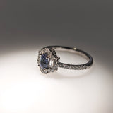 Unique Natural Color Changing Alexandrite Ring w Earth Mined Diamonds in Solid 14K White Gold | Oval 5x4mm | June Birthstone