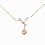 Pendant Necklace Semi Mount w Natural Diamonds in Solid 14k Gold Round 4mm