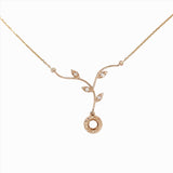 Pendant Necklace Semi Mount w Natural Diamonds in Solid 14k Gold Round 4mm