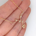 Pendant Necklace Semi Mount w Natural Diamonds in Solid 14k Gold Round 4mm