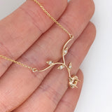 Pendant Necklace Semi Mount w Natural Diamonds in Solid 14k Gold Round 4mm