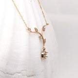 Pendant Necklace Semi Mount w Natural Diamonds in Solid 14k Gold Round 4mm