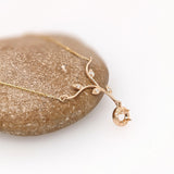 Pendant Necklace Semi Mount w Natural Diamonds in Solid 14k Gold Round 4mm