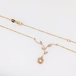 Pendant Necklace Semi Mount w Natural Diamonds in Solid 14k Gold Round 4mm