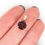 2.2ct Red Garnet Solitaire Pendant in Solid 14K Yellow Gold Round 8mm