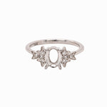 Ring Semi Mount w Natural Diamond Accents in Solid 14K Gold Oval 7x5mm