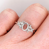 Ring Semi Mount w Natural Diamond Accents in Solid 14K Gold Oval 7x5mm