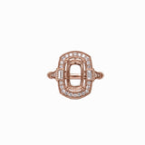Ring Semi Mount w Natural Diamonds in Solid 14K Gold Cushion cut 9x7mm