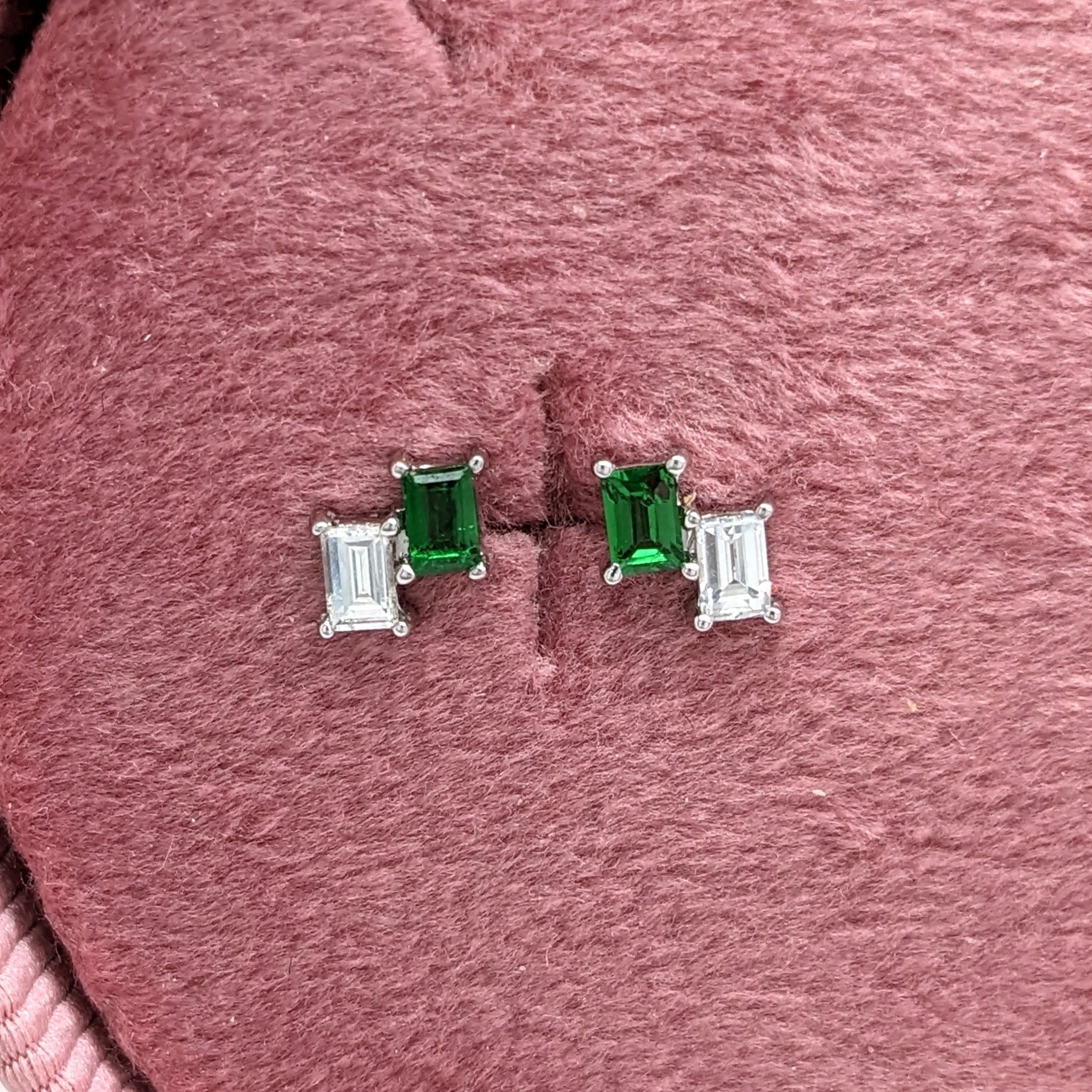 Elegant Emerald, Ruby, Yellow Sapphire and Orange Sapphire Studs with Diamond