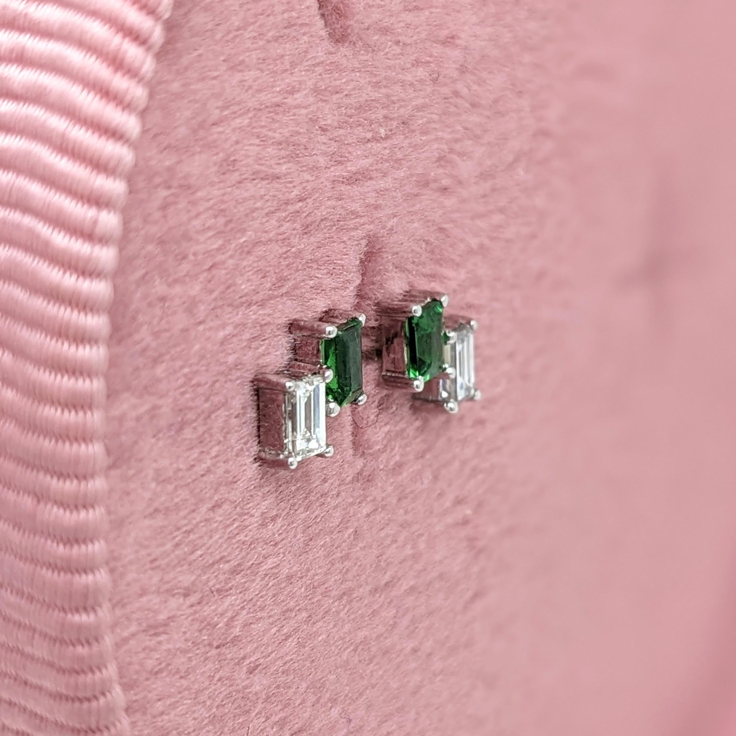 Elegant Emerald, Ruby, Yellow Sapphire and Orange Sapphire Studs with Diamond