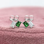 Elegant Emerald, Ruby, Yellow Sapphire and Orange Sapphire Studs with Diamond