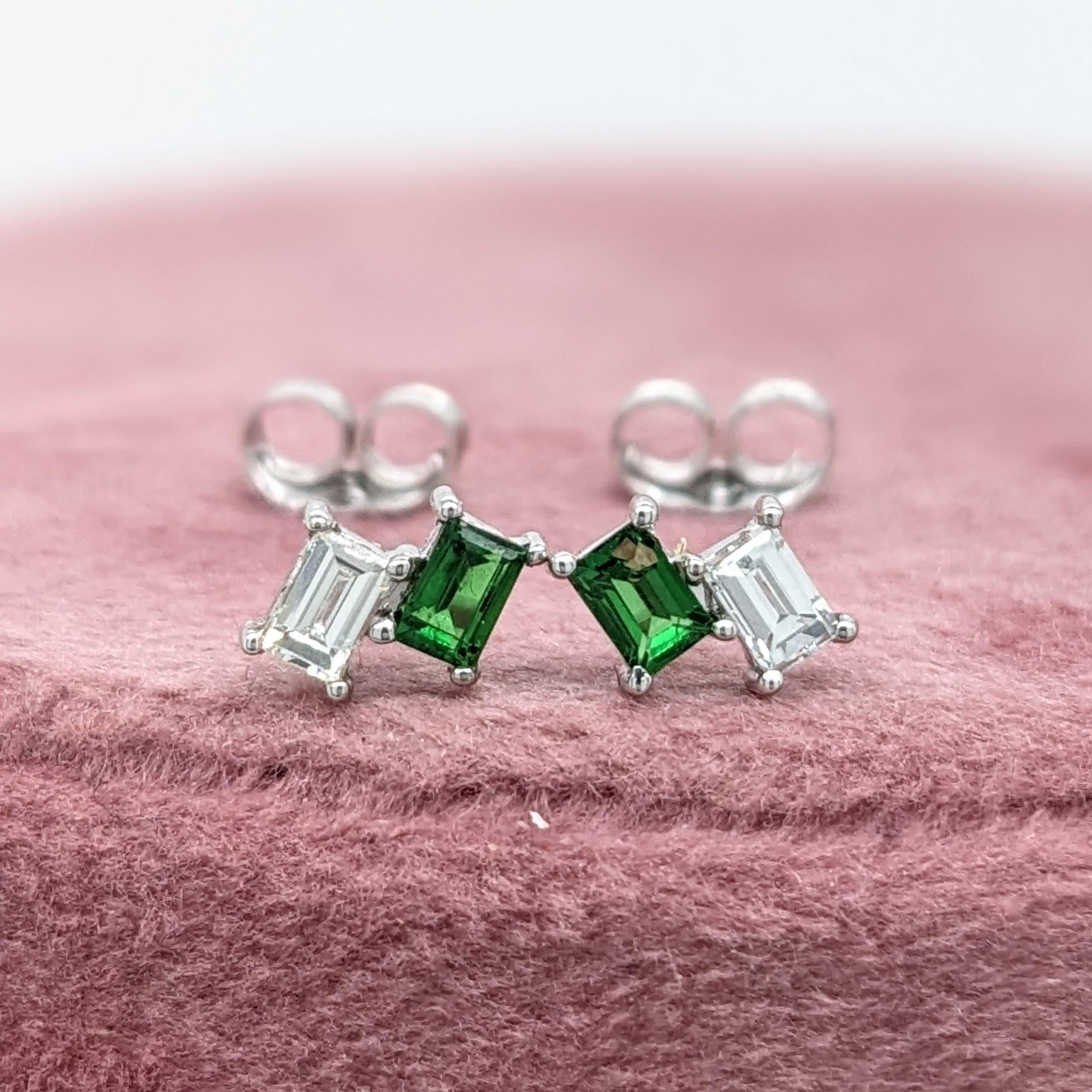 Elegant Emerald, Ruby, Yellow Sapphire and Orange Sapphire Studs with Diamond