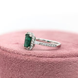 Beautiful Emerald Ring with a Halo of Diamonds