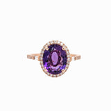 2.3ct Zambian Amethyst Ring w Natural Diamonds in Solid 14K Gold Oval 10x8mm