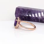 2.3ct Zambian Amethyst Ring w Natural Diamonds in Solid 14K Gold Oval 10x8mm