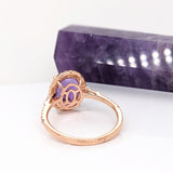 2.3ct Zambian Amethyst Ring w Natural Diamonds in Solid 14K Gold Oval 10x8mm