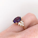 2.3ct Amethyst Ring w Earth Mined Diamonds in Solid 14k Gold | Oval 10x8mm