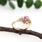 2.3ct Amethyst Ring w Earth Mined Diamonds in Solid 14k Gold | Oval 10x8mm