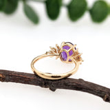 2.3ct Amethyst Ring w Earth Mined Diamonds in Solid 14k Gold | Oval 10x8mm