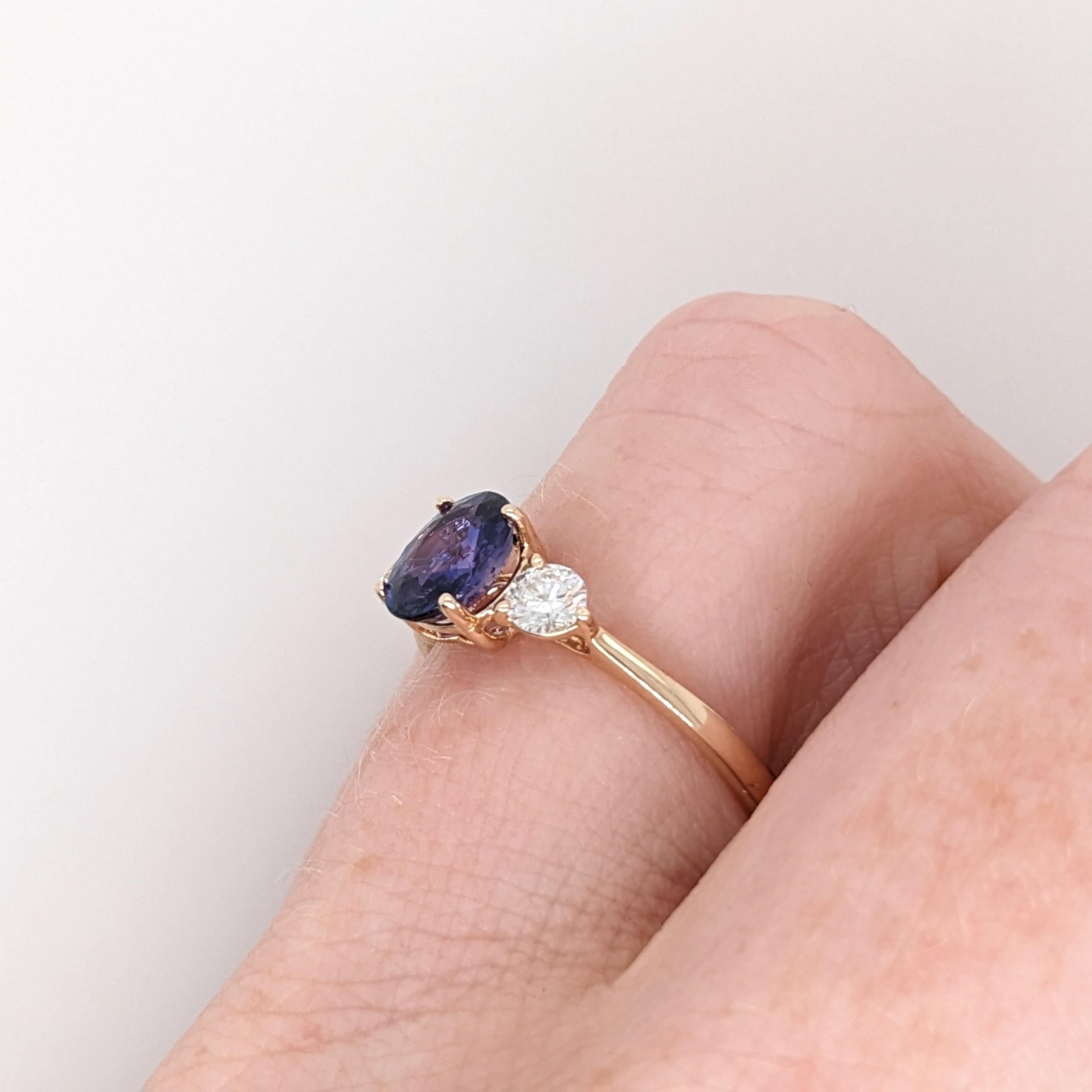 1.5ct Purple Sapphire Ring w Natural Diamonds in Solid 14K Gold Oval 6x4mm