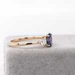 1.5ct Purple Sapphire Ring w Natural Diamonds in Solid 14K Gold Oval 6x4mm