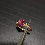 2.8ct Star Ruby Ring w Natural Diamonds in Solid 14K Yellow Gold Oval 8.5x7mm