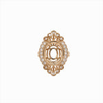 Statement Ring Semi Mount w Natural Diamonds in Solid 14K Gold Oval 13x11mm