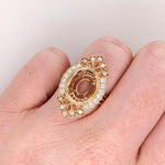 Statement Ring Semi Mount w Natural Diamonds in Solid 14K Gold Oval 13x11mm