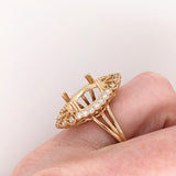 Statement Heirloom Jewelry - 14K Solid Gold Ring Setting, Natural Diamonds, Intricate Design, Customizable | Oval Shape 12x10mm