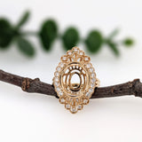Statement Heirloom Jewelry - 14K Solid Gold Ring Setting, Natural Diamonds, Intricate Design, Customizable | Oval Shape 12x10mm
