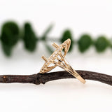 Statement Heirloom Jewelry - 14K Solid Gold Ring Setting, Natural Diamonds, Intricate Design, Customizable | Oval Shape 12x10mm